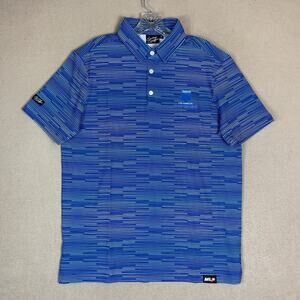 Sunday Swagger Shirt Mens M Blue Striped Golf Polo Performance Short Sleeve‎